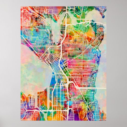 シアトルワシントン通りシティマップ ポスター (正面)