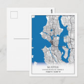 シアトルワシントンUSAトラベルシティマップ ポストカード (正面/裏面)