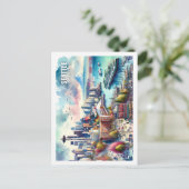 シアトルワシントンUSA有名なプレイスウォーターカラー ポストカード (スタンド正面)