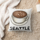 シアトルワシントンWAコーヒーカップラテカプチーノ クッション (ブランケット)