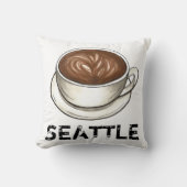 シアトルワシントンWAコーヒーカップラテカプチーノ クッション (正面)