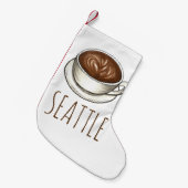 シアトルワシントンWAラテコーヒーカップバリスタ スモールクリスマスストッキング (正面 (吊り時))