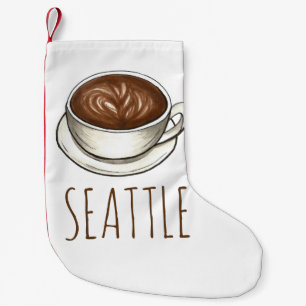 シアトルワシントンWAラテコーヒーカップバリスタ スモールクリスマスストッキング