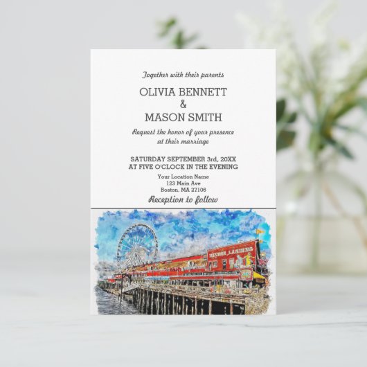 シアトルワスカイラインシティスケープ結婚式招待状 招待状 (スタンド正面)