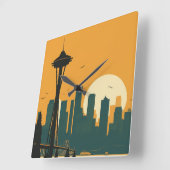 シアトル一位 スクエア壁時計 (傾斜)