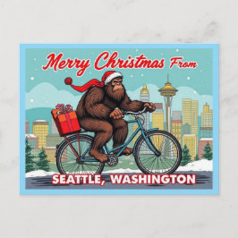 シアトル在住のビッグフットにメリークリスマス シーズンポストカード