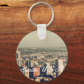 シアトル市。シティタワーから眺める。横長 キーホルダー (正面)