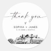 シアトル感謝お願い3" (6枚) ラウンドシール (正面)