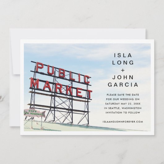 シアトル日付の保存 招待状 (正面)