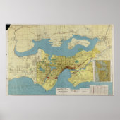 シアトル港のヴィンテージマップc.1918 ポスター (正面)