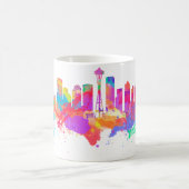 シアトル米国のスカイラインの水彩画の芸術のプリント コーヒーマグカップ (中央)