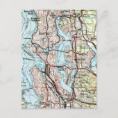 シアトル素晴らしアエリアヴィンテージマップ旅行 ポストカード (正面)