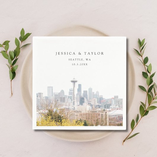 シアトル結婚のカスタムカクテルナプキンス スタンダードカクテルナプキン