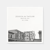 シアトル結婚のカスタムフォトカクテルナプキンス スタンダードカクテルナプキン (正面)