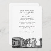 シアトル結婚のカスタムPikes Place写真 招待状 (正面/裏面)