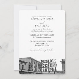 シアトル結婚のカスタムPikes Place写真 招待状