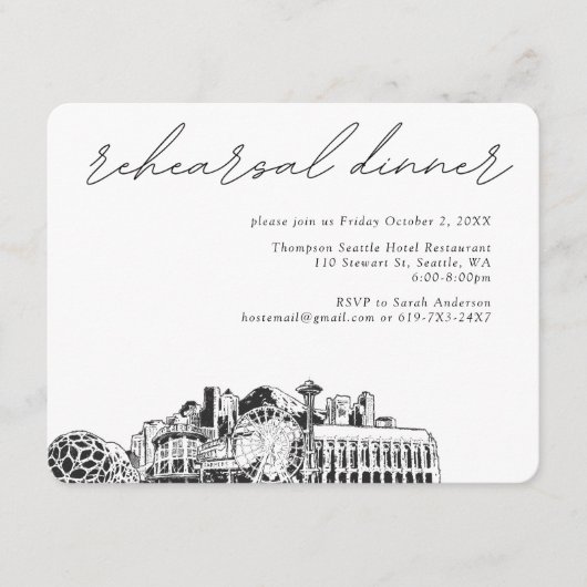 シアトル結婚のリハーサル招待状エンクロージャカード エンクロージャーカード (正面)