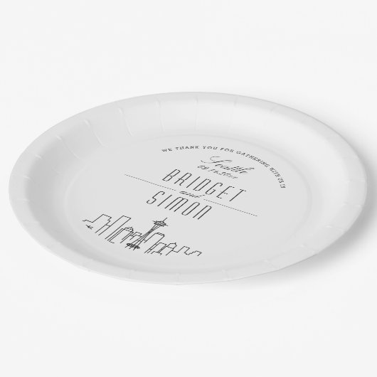 シアトル結婚の ペーパープレート (アングル)