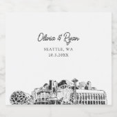 シアトル結婚ズパーソナライズされたシャンパンラベル スパークリングワインラベル (シングルラベル)