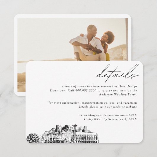 シアトル結婚ズホテルルームブロック詳細 エンクロージャーカード (正面/裏面)