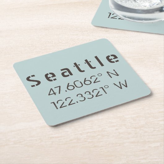 シアトル緯度と経度 スクエアペーパーコースター (アングル)