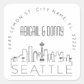 シアトル行き先結婚式 スクエアシール (正面)