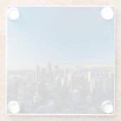 シアトル都市スカイラインの空中写真 ガラスコースター (裏面)
