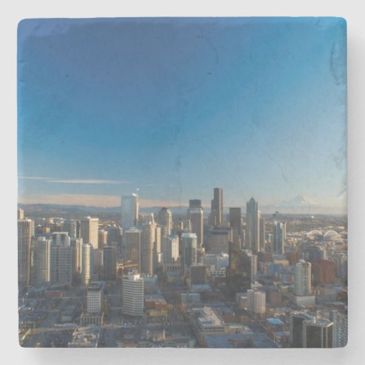 シアトル都市スカイラインの空中写真 ストーンコースター (正面)