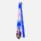 シアトル鮮やかシティサンセットオレンジウォーターカラー ネクタイ (正面)