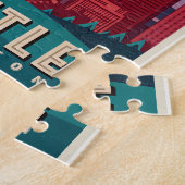 シアトル – エメラルドシティスカイライン ジグソーパズル (側面)