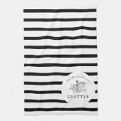 シアトル・スカイライン・パシフィック・ノースウェストミニマルアウトライン キッチンタオル (縦)