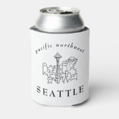 シアトル・スカイライン・パシフィック・ノースウェストミニマルアウトライン 缶クーラー (缶裏面)