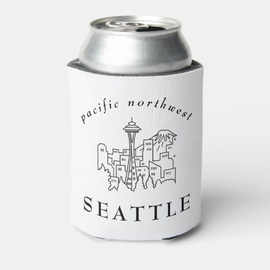 シアトル・スカイライン・パシフィック・ノースウェストミニマルアウトライン 缶クーラー (缶裏面)