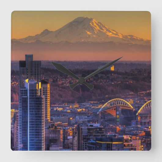 シアトル・ダウンタウンのシティスケープ・ビュー、サッカー スクエア壁時計 (正面)