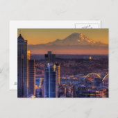 シアトル・ダウンタウンのシティスケープ・ビュー、サッカー ポストカード (正面/裏面)