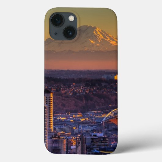 シアトル・ダウンタウンのシティスケープ・ビュー、サッカー Case-Mate iPhoneケース (裏面)