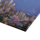 シアトル、ダウンタウン、レイニア山アットトワイライト カッティングボード (角)