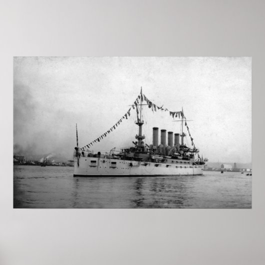 シアトル・ハーバーにアンカーされた巡洋艦ワシントン ポスター (正面)