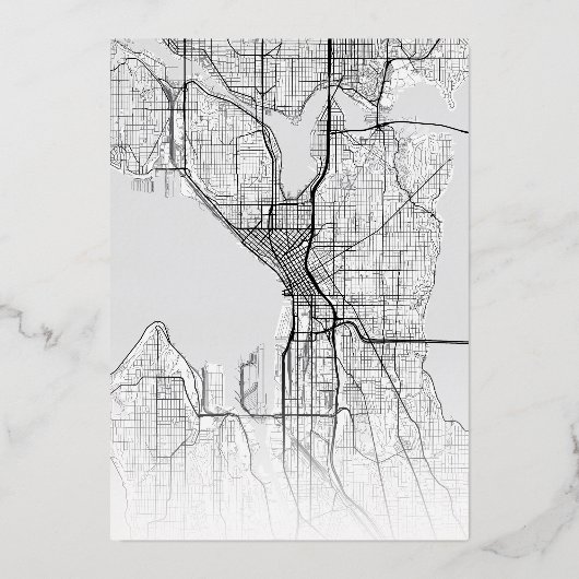 シアトル・ラブ・ロケーター | 都市をテーマにしたウェディング 箔招待状 (裏面)