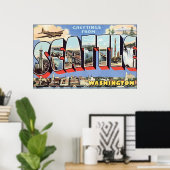 シアトル・ワシントンからの挨拶ヴィンテージ ポスター (ホームオフィス)