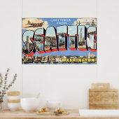 シアトル・ワシントンからの挨拶ヴィンテージ ポスター (キッチン)