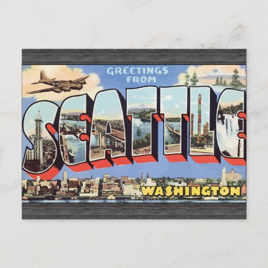 シアトル・ワシントンからの挨拶ヴィンテージ ポストカード (正面)