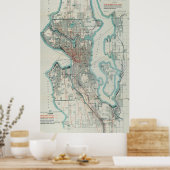 シアトル・ワシントンのヴィンテージの地図(1911年) ポスター (キッチン)