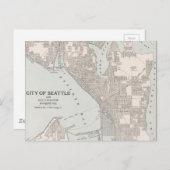 シアトル・ワシントンのヴィンテージ地図(1901年) ポストカード (正面/裏面)