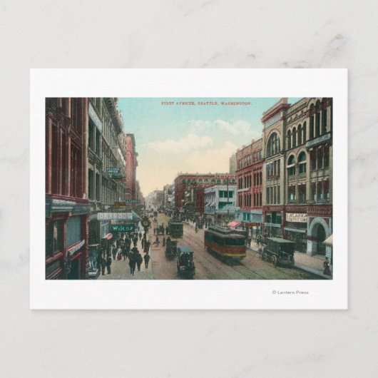 シアトル,ワシントンエアリアルビューオブファーストアベニュー ポストカード (正面)