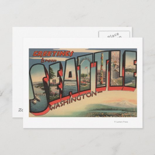 シアトル、ワシントン大文字シーン2 ポストカード (正面/裏面)