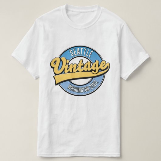 シアトル ワシントン州 レトロロゴ Tシャツ (デザイン正面)