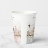 シアトル, ワシントン州 水彩画風 景観 ウェディング 紙コップ (左)
