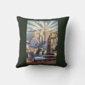 シアトル、ワシントン州-繁華街の眺め クッション (裏面)