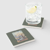 シアトル、ワシントン州-繁華街の眺め ストーンコースター (横)